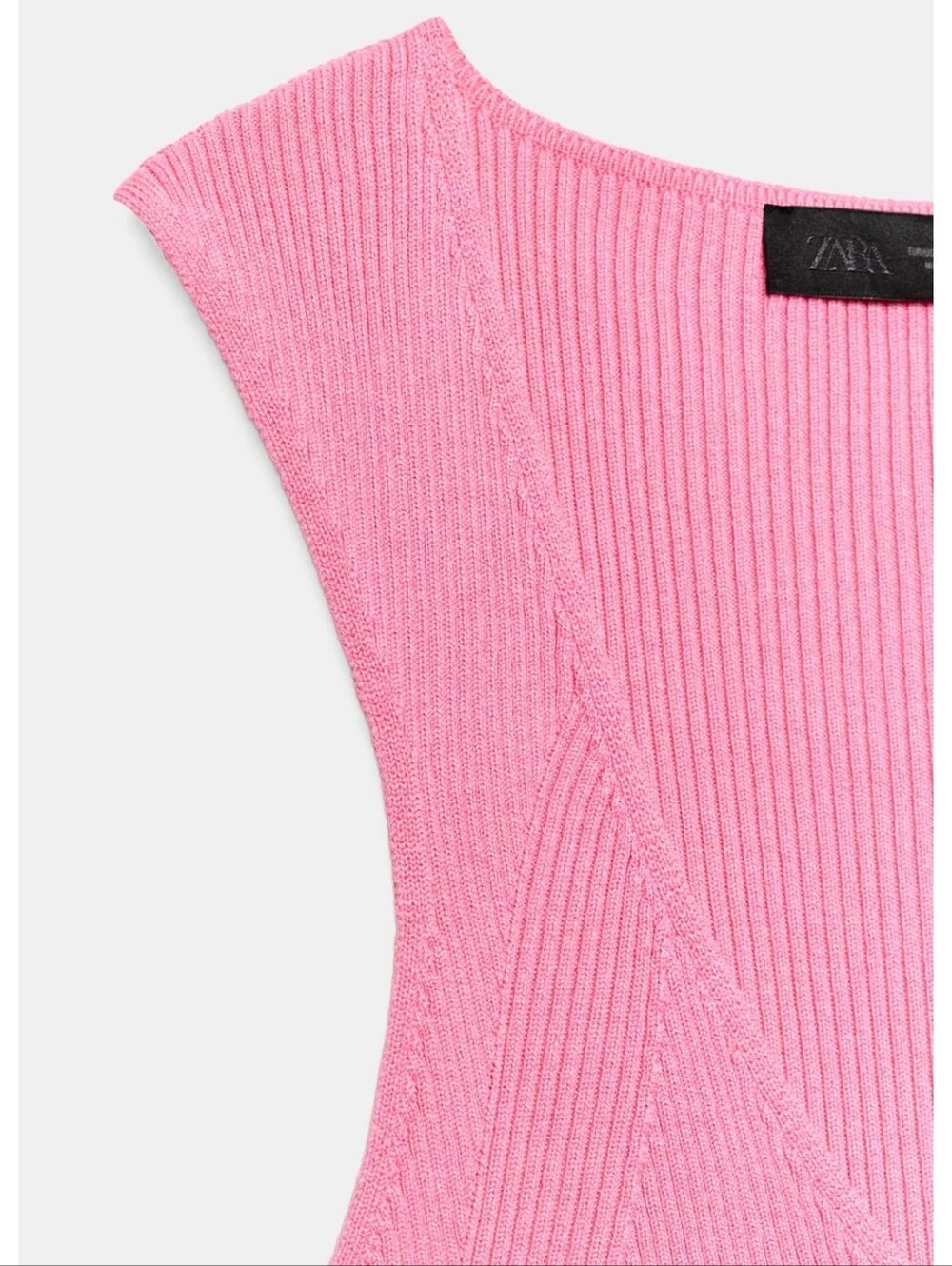 Zara Pink Ribbed V-Neck Tank - Picture 4 of 5